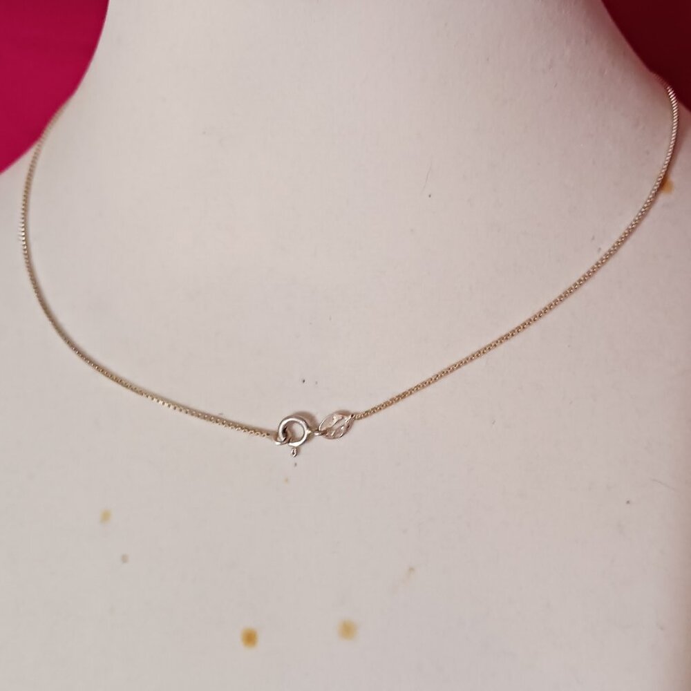 90s Vintage Sterling Silver Rose Quartz Pendant Box Chain Necklace - Picture 5 of 8